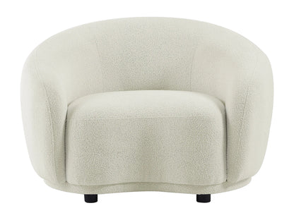 Fauteuil Japandi Bouclette Blanc Ivoire - Bovana