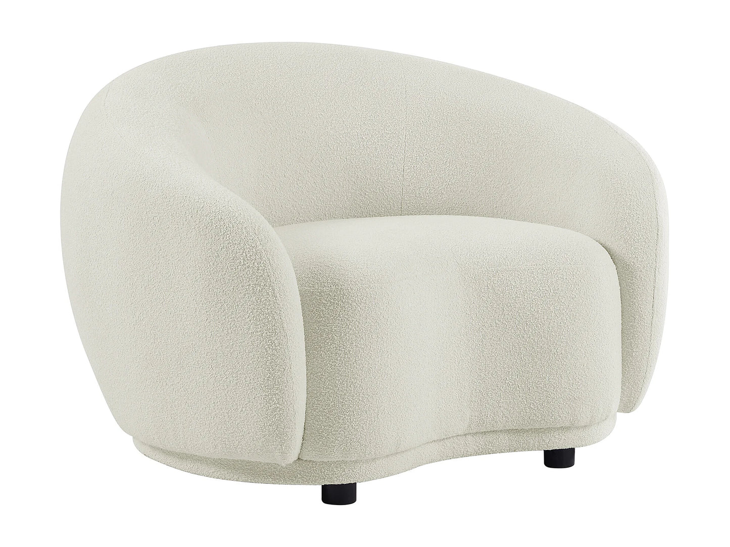 Fauteuil Japandi Bouclette Blanc Ivoire - Bovana