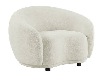 Fauteuil Japandi Bouclette Blanc Ivoire - Bovana