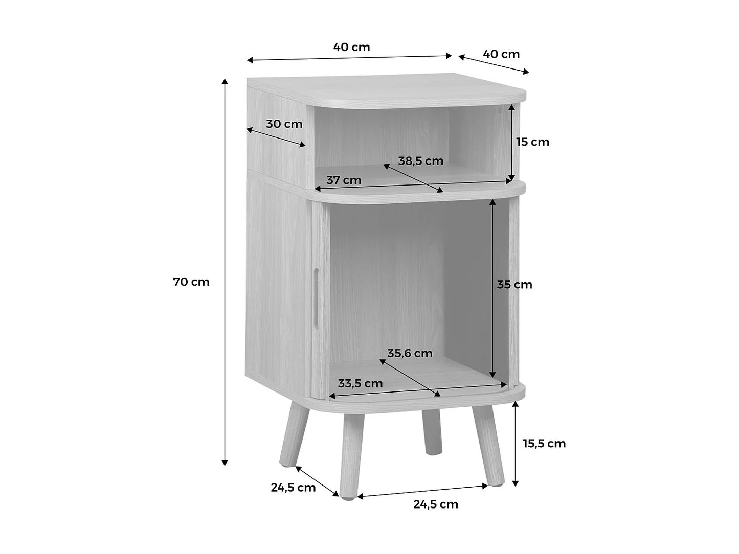 Lot 2 Chevets Japandi Portes Coulissantes - Rainuré