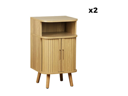 Lot 2 Chevets Japandi Portes Coulissantes - Rainuré