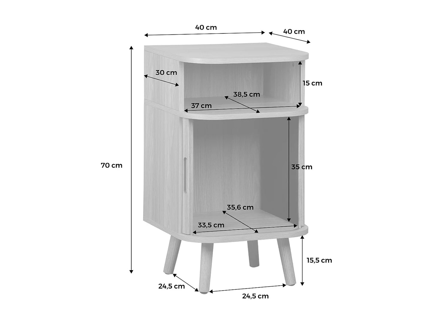 Lot 2 Chevets Japandi Portes Coulissantes - Rainuré