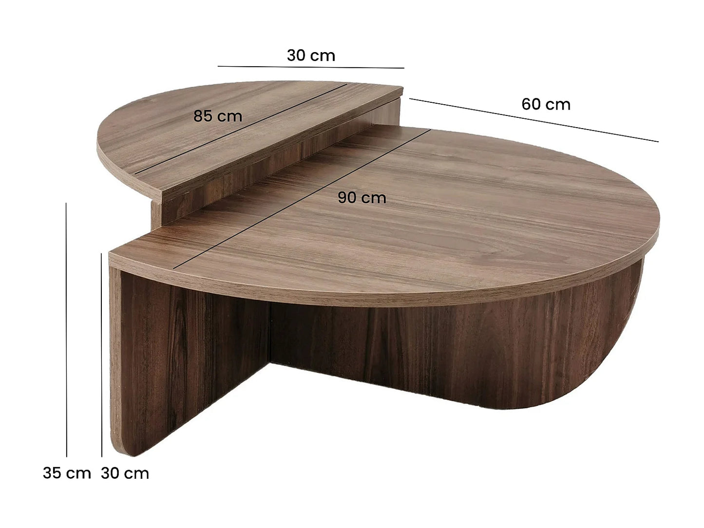 Lot de 2 Tables Basses Japandi Bois Foncé - Aloeva II