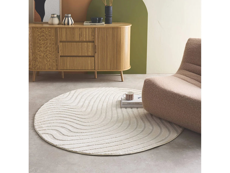 Tapis Rond Japandi Ondulations Relief - Ondulations