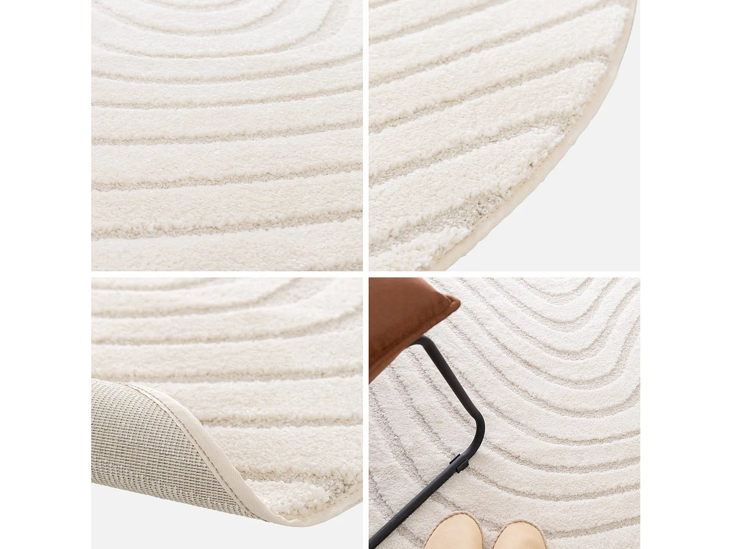 Tapis Rond Japandi Ondulations Relief - Ondulations