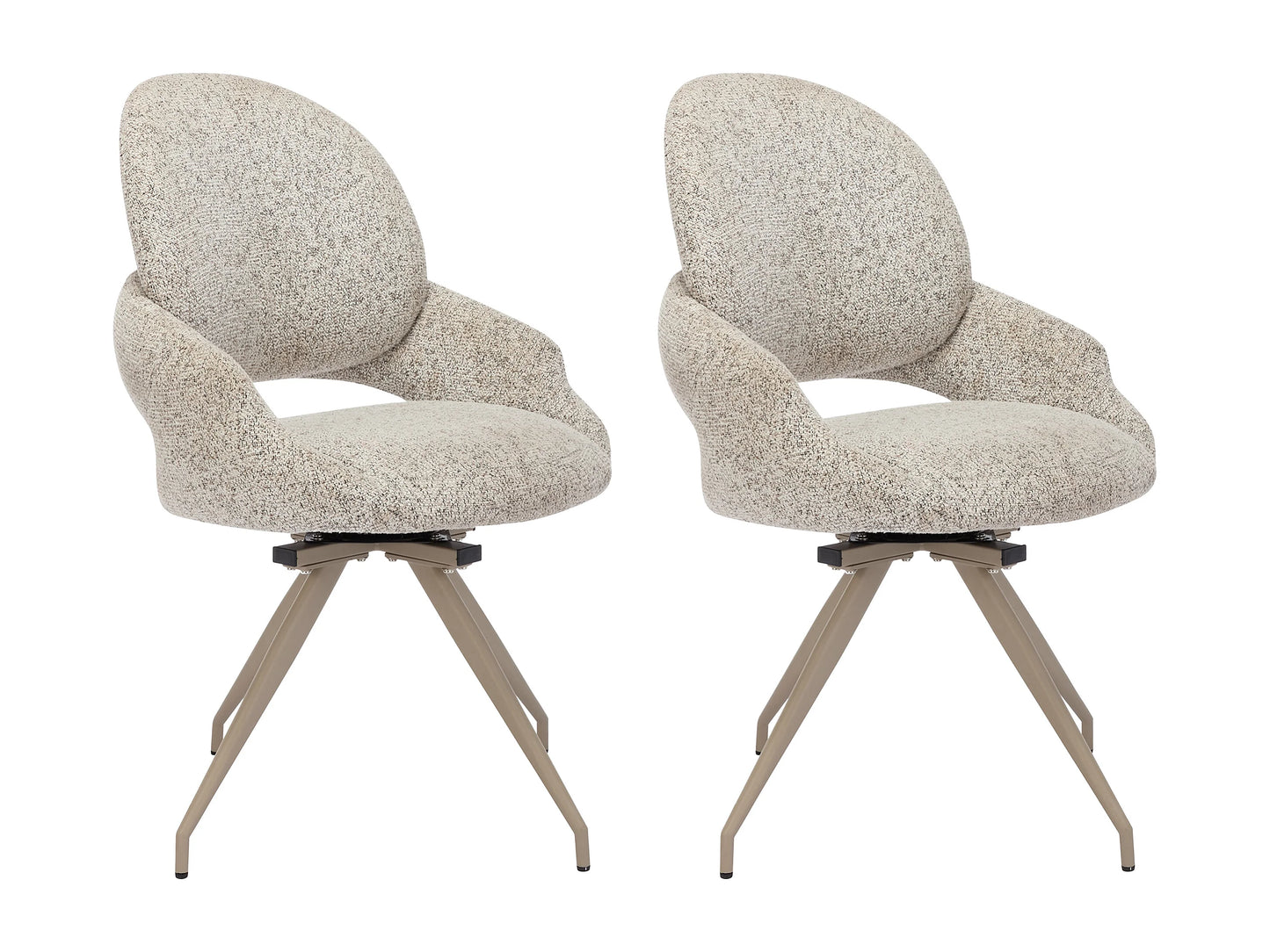 Chaise Pivotante Japandi Tweed Taupe Crème - Valiana