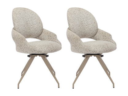 Chaise Pivotante Japandi Tweed Taupe Crème - Valiana