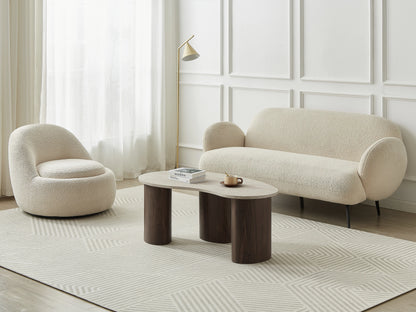 Table Basse Japandi Organique Bois et Travertin - Alozya