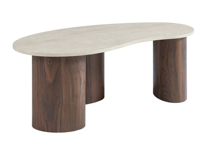 Table Basse Japandi Organique Bois et Travertin - Alozya