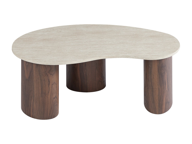 Table Basse Japandi Organique Bois et Travertin - Alozya