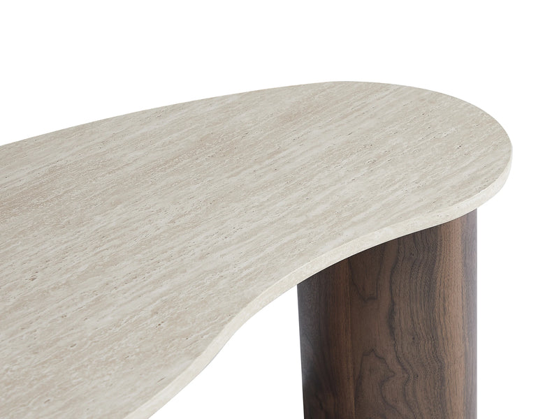 Table Basse Japandi Organique Bois et Travertin - Alozya