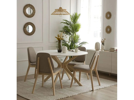 Table Bois Japandi Massif Blanc - Blanc