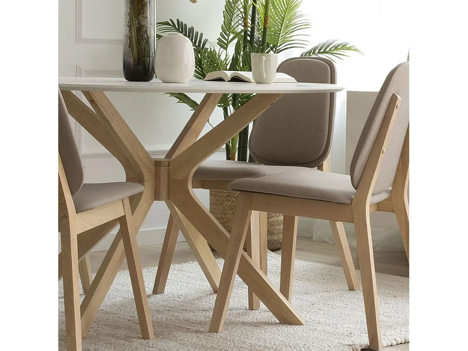 Table Bois Japandi Massif Blanc - Blanc