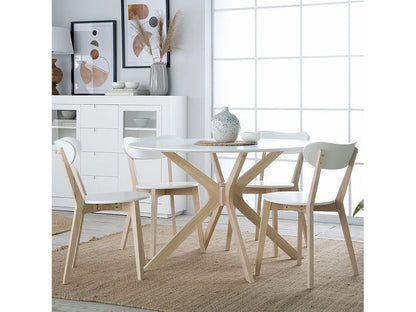 Table Bois Japandi Massif Blanc - Blanc