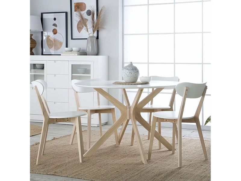 Table Bois Japandi Massif Blanc - Blanc