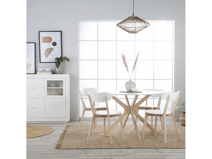 Table Bois Japandi Massif Blanc - Blanc
