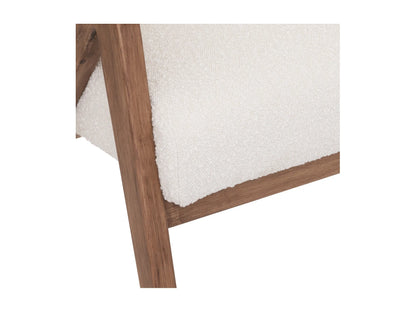Fauteuil Japandi Bouclette Pieds Hévéa - Blanc