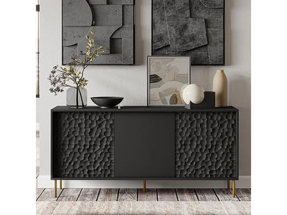 Buffet Design Japandi Noir Et Or - Tramona