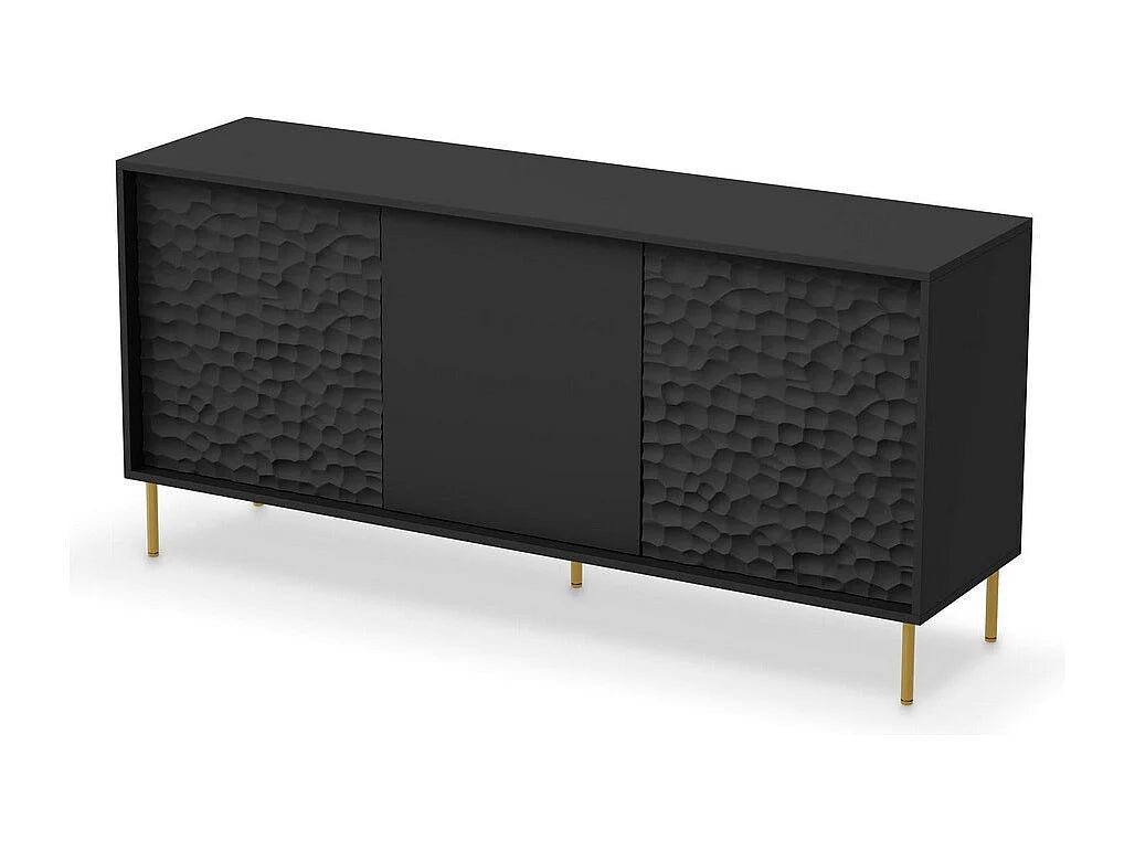 Buffet Design Japandi Noir Et Or - Tramona