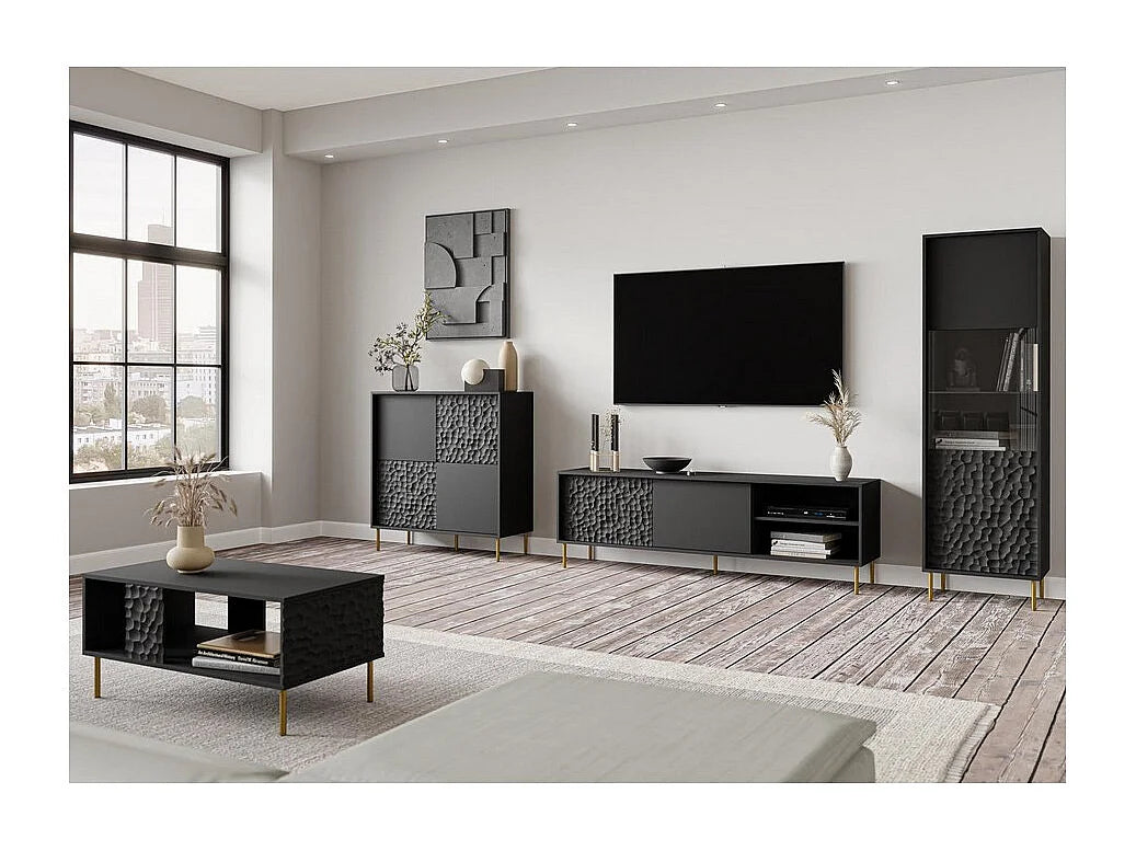 Buffet Design Japandi Noir Et Or - Tramona