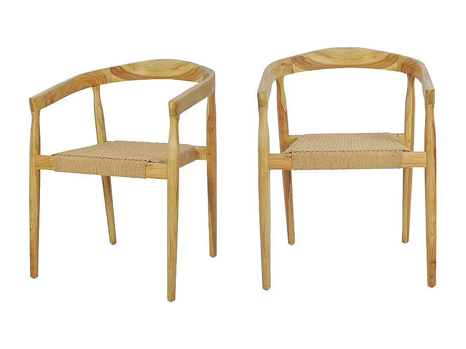 Fauteuil Table Japandi Teck Corde Tressée - Buri