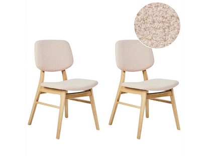 Lot De 2 Chaises Japandi Bouclée Beige - Ella