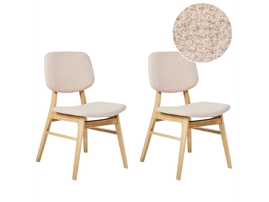Lot De 2 Chaises Japandi Bouclée Beige - Ella