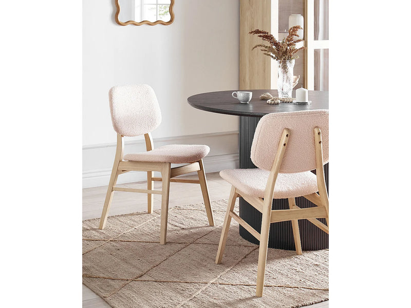 Lot De 2 Chaises Japandi Bouclée Beige - Ella