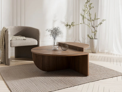 Lot de 2 Tables Basses Japandi Bois Foncé - Aloeva II
