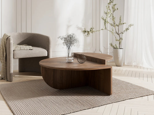 Lot de 2 Tables Basses Japandi Bois Foncé - Aloeva II