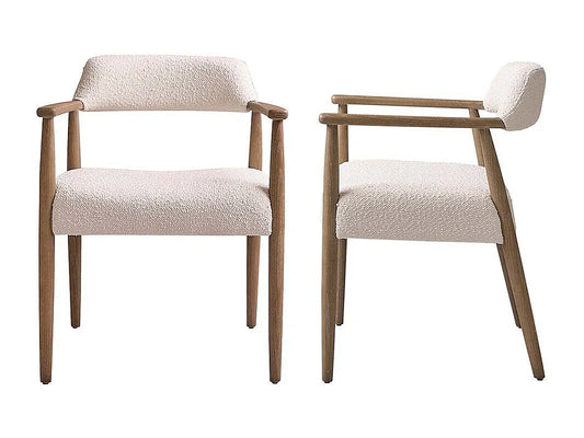 Lot De 2 Chaises Japandi Chêne Et Bouclette - Chêne