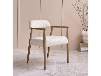Lot De 2 Chaises Japandi Chêne Et Bouclette - Chêne