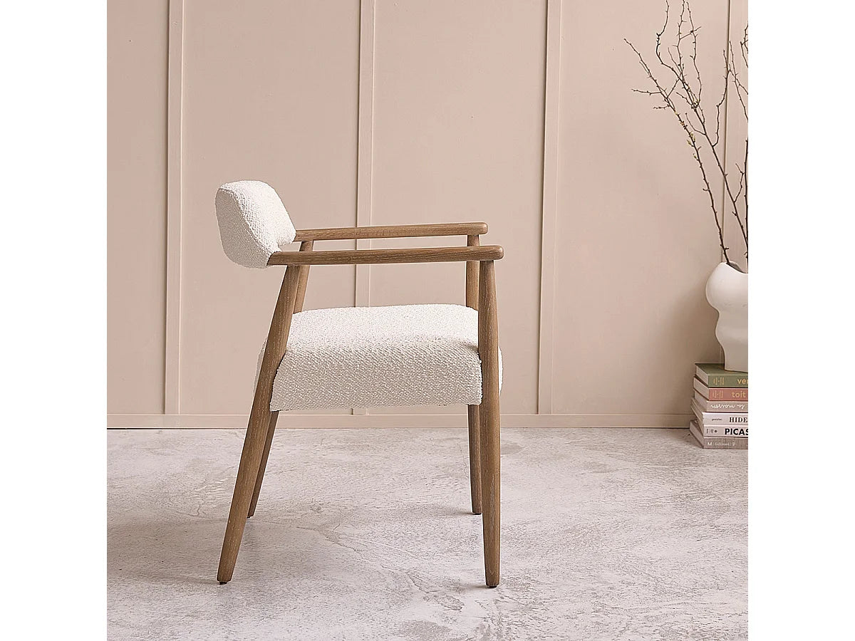 Lot De 2 Chaises Japandi Chêne Et Bouclette - Chêne