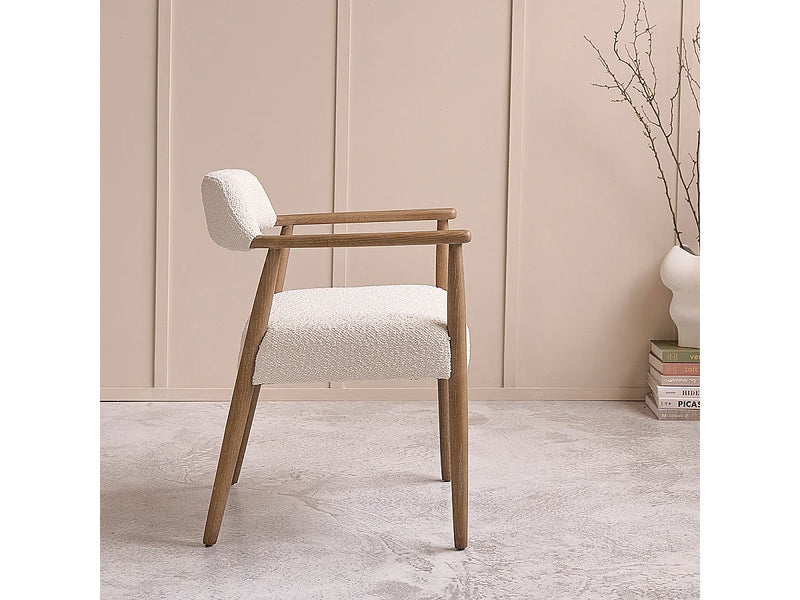 Lot De 2 Chaises Japandi Chêne Et Bouclette - Chêne