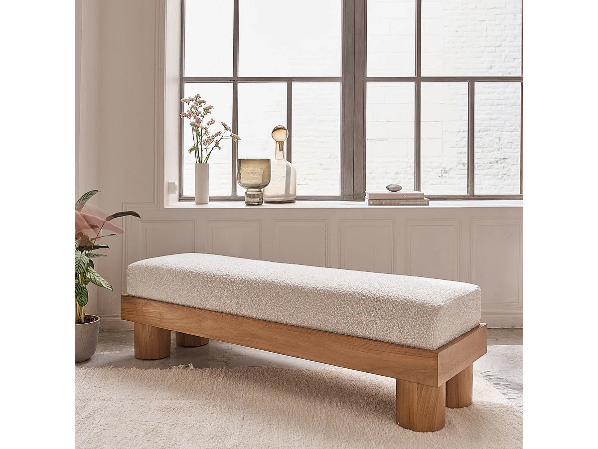 Banc Teck Japandi Assise Bouclette - Teck