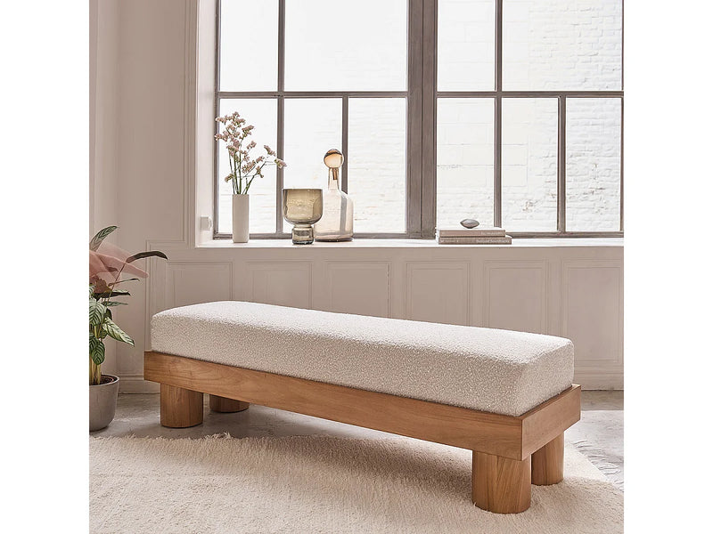 Banc Teck Japandi Assise Bouclette - Teck