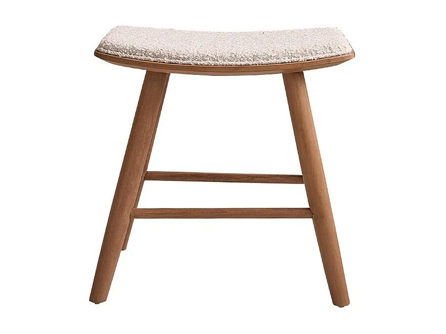 Tabouret Japandi Teck Assise Bouclette - Teck