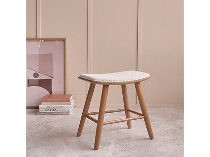 Tabouret Japandi Teck Assise Bouclette - Teck