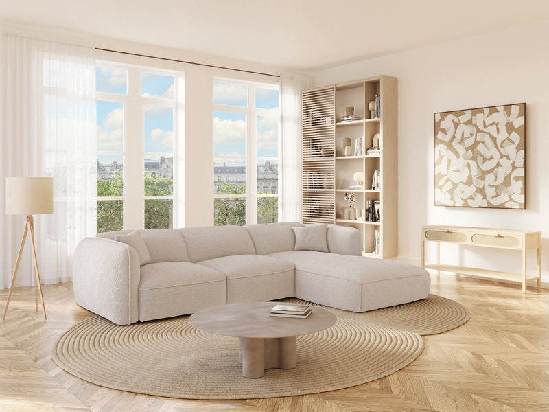Canapé Japandi D'Angle Tissu Beige - Camilio