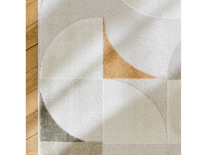 Tapis Japandi Rétro Poils Ras Crème - Rétro