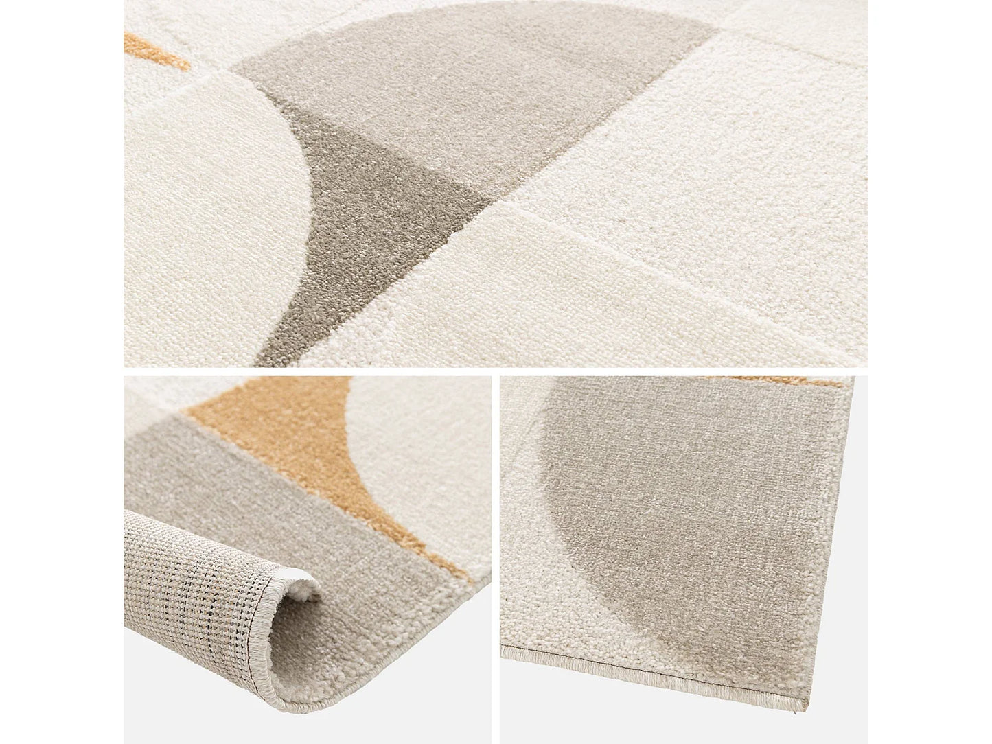 Tapis Japandi Rétro Poils Ras Crème - Rétro