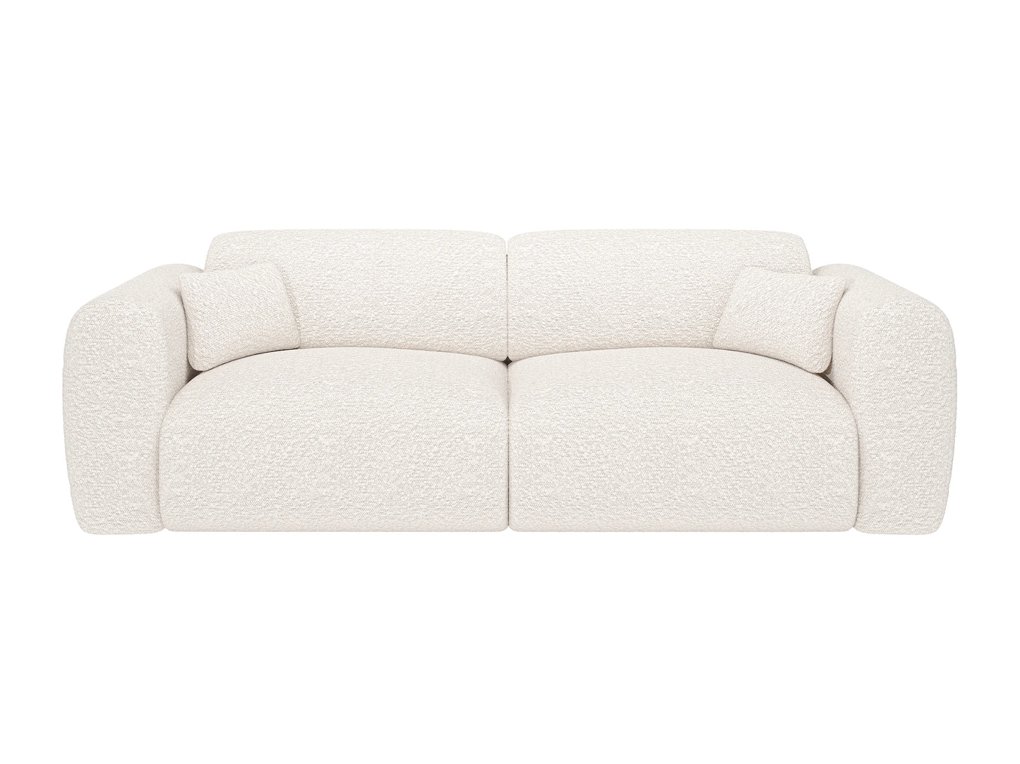 Canapé Japandi Convertible Bouclette Blanche 4 Places - Pogni