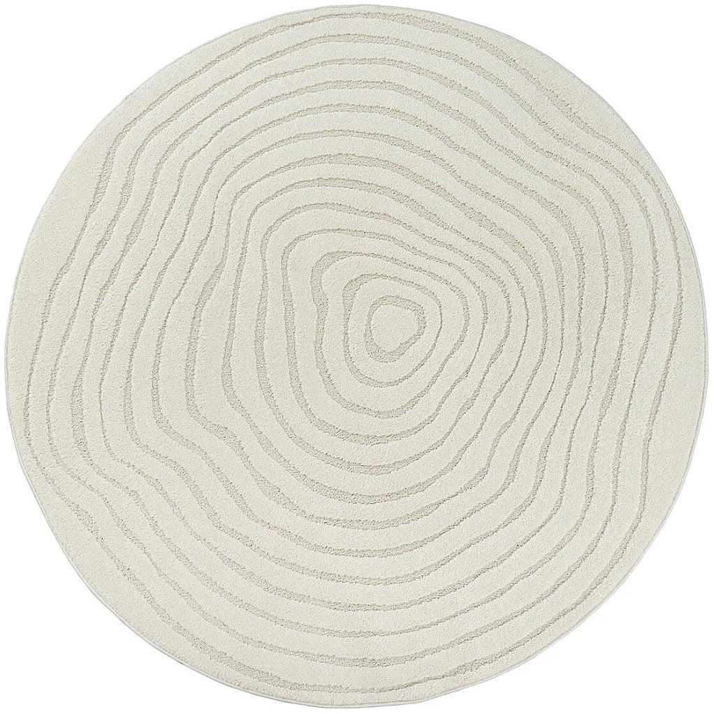 Tapis Japandi Rond Relief Crème – Everest