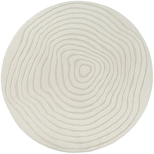 Tapis Japandi Rond Relief Crème – Everest