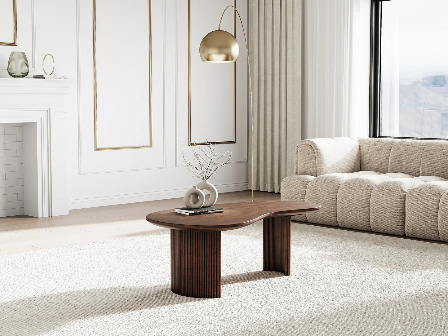 Table Basse Japandi Organique en Bois Foncé - Tamenia