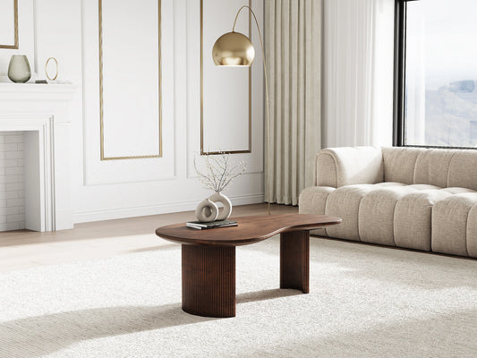 Table Basse Japandi Organique en Bois Foncé - Tamenia