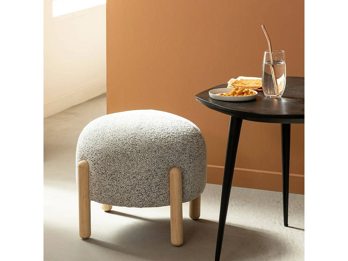 Petit Tabouret Japandi Bouclette Gris - Calya