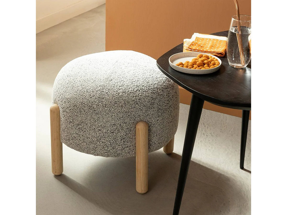Petit Tabouret Japandi Bouclette Gris - Calya