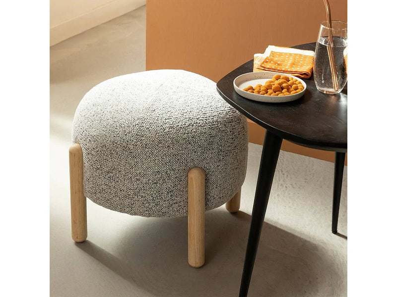 Petit Tabouret Japandi Bouclette Gris - Calya