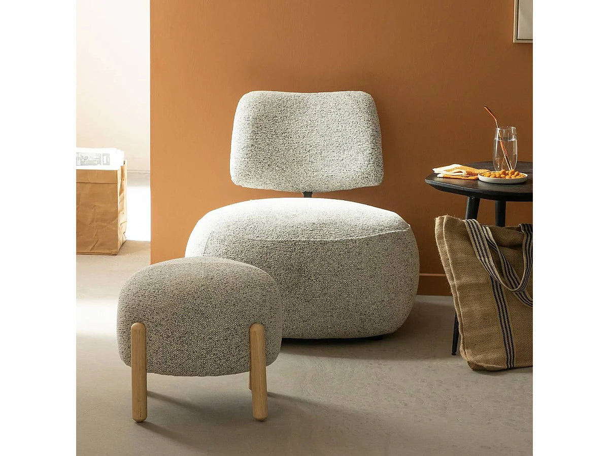 Petit Tabouret Japandi Bouclette Gris - Calya